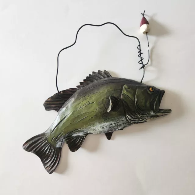 Bass Fish Ceramic Wall Hanging Plaque Sportsman Fishing Decor Cabin Outdoors