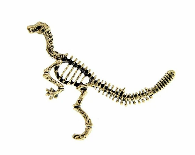 Brooch jewel Skeleton Dinosaur tyrannosaur Steel Bronze.