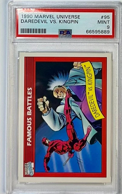 1990 IMPEL MARVEL Universe Famous Battles DAREDEVIL vs KING PIN #95 PSA ...