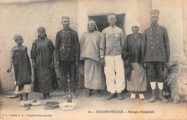 Cpa Algerie Colomb Bechar Menages Senegalais