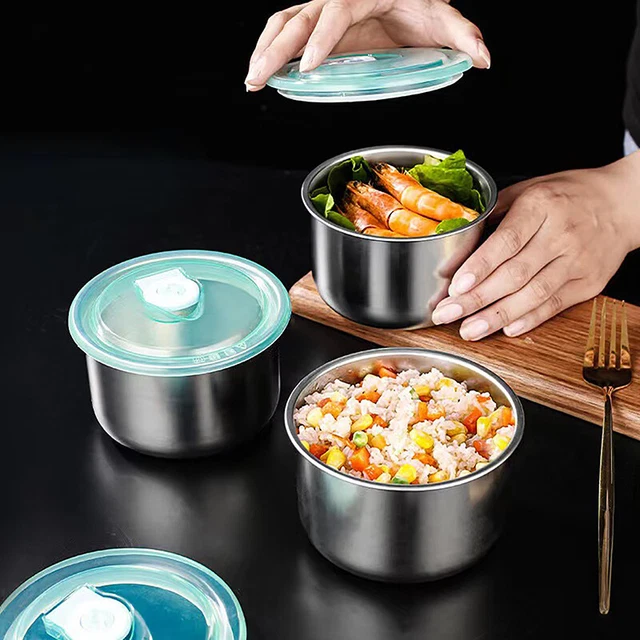 Food Grade Stainless Steel Refrigerator Storage Box Crisper Container Ingred LEI