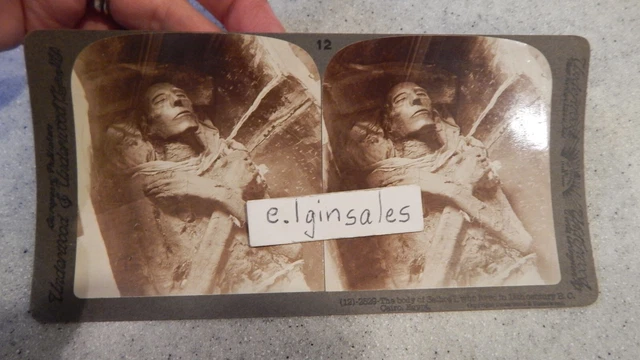 The Body of Sethos I Lived in 14th Century B. C.  Cairo, Egypt   Stereoview #12