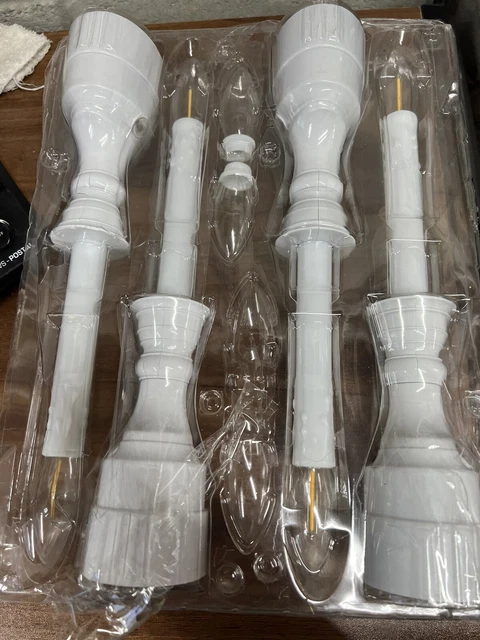 Juego de luces de Belén 4 velas de ventana ajustables sensor a batería blanco