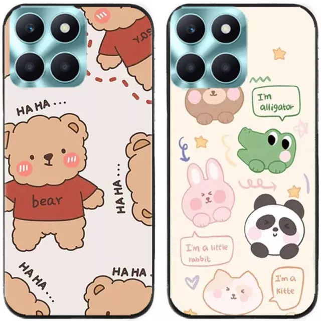 2 Pcs Bear Animals TPU Silicon Gel Back Case Cover For Huawei Honor Series Phone