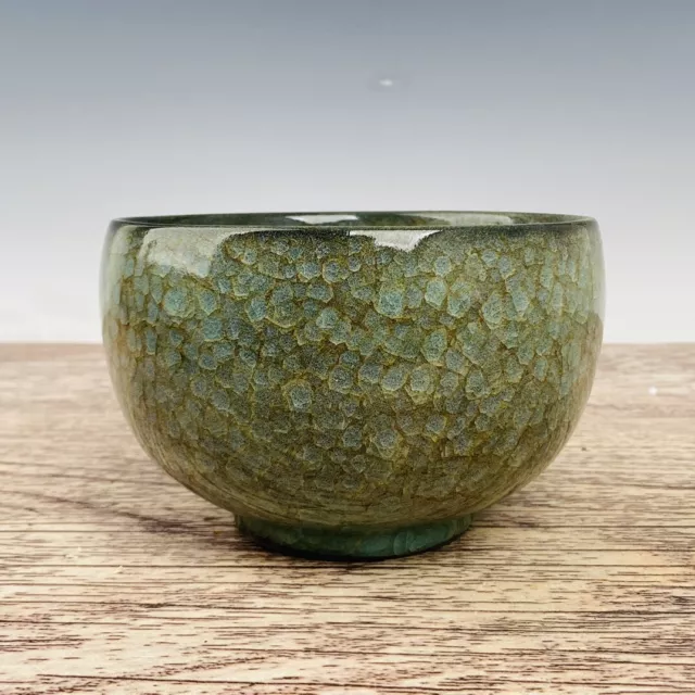 5.9" Antique Song dynasty Porcelain guan kiln marked Cyan glaze Ice crack bowl