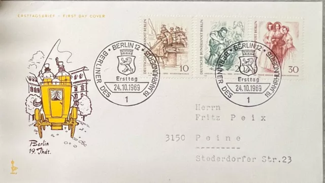 Berlin des 19. Jahrhunderts 1969 Bundesrepublik  Ersttagsbrief