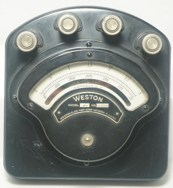 Vintage Weston Electrical Instruments Co Small DC 15 Voltage Amp Meter #280 #1