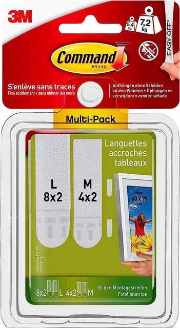 Command Pack de 12 Languettes 8 paires larges/4 moyennes