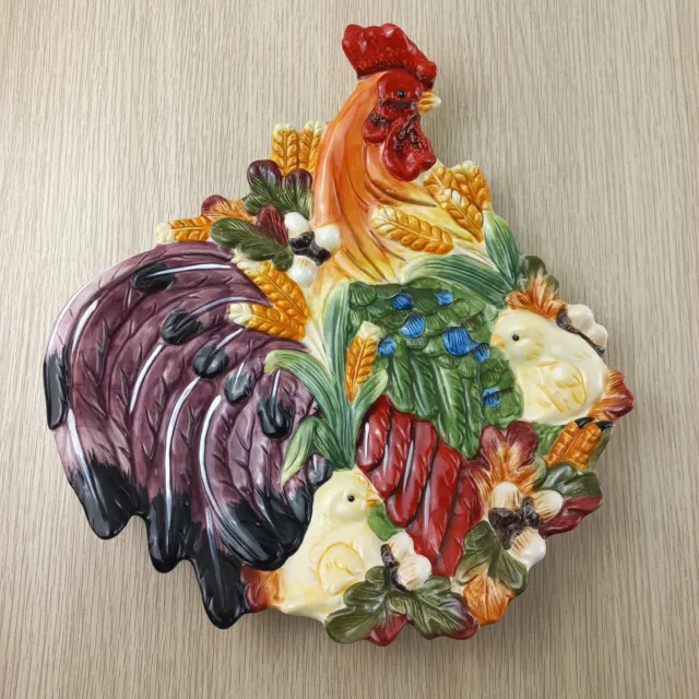 St Andrews Ceramic Platter Hand Made & Hand Decorated Rooster Ornamental Plate