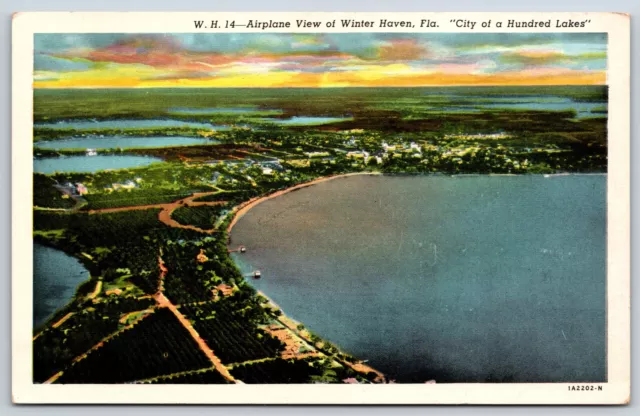 Postcard Airplane View Of Winter Haven, City Of A Hundred Lakes, FL Unposted
