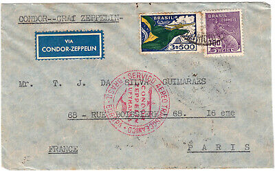 Trip Brésil Avec Rouge Bst Après France 1.7.1934 BST Zeppelinpost 3 