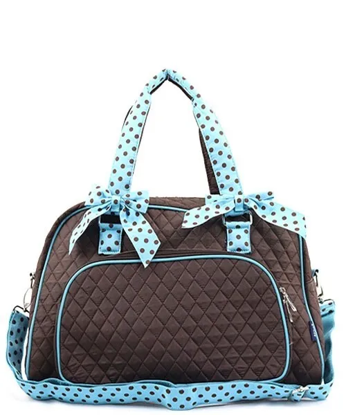 NGIL Quilted Brown & Turquoise Canvas Weekender  Duffle Bag -NEW ARRIVAL GYM Bag