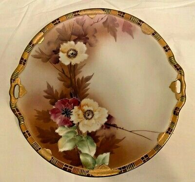 HANDPAINTED NIPPON SERVING PLATE EARLY 1900's ORNATE DETAIL FLOWERS VERY OLD