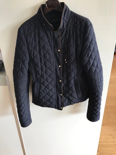 Veste Matelassée ZARA Marine Dorée Pour Femme - Taille Moyenne, Occasion Très Bon état