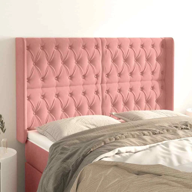 Vidaxl Testiera ad Orecchio Rosa 163x16x118/128 cm in Velluto