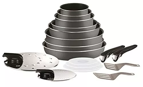 Tefal Ingenio Essential Batterie de cuisine 17 pièces, 3 casseroles, 3 poêles, 1