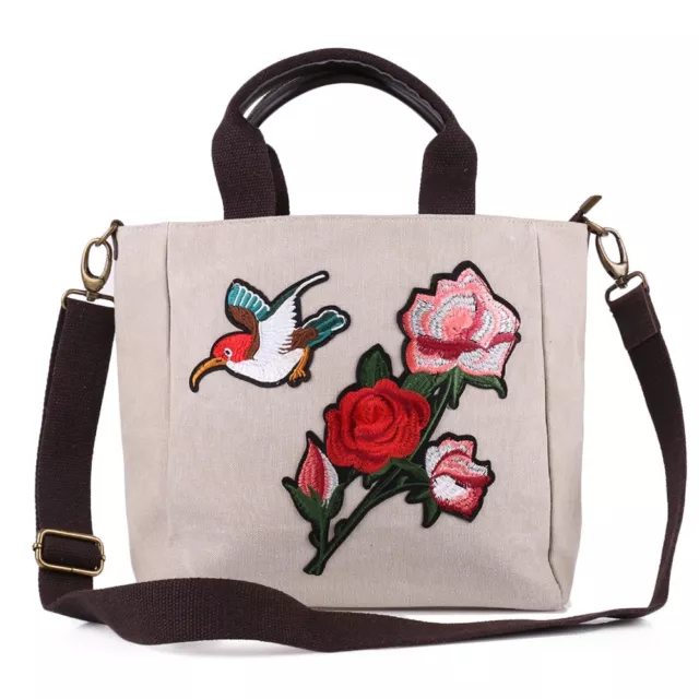 Ital. Patches Sticker Aufnäher Rose Vogel Leder Hand Tasche Canvas Shopper NEU