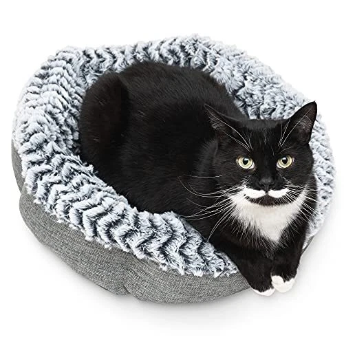 Pet Craft Supply Soho round Cat Bed for Indoor Cats Ultra Soft Plush Memory Fo