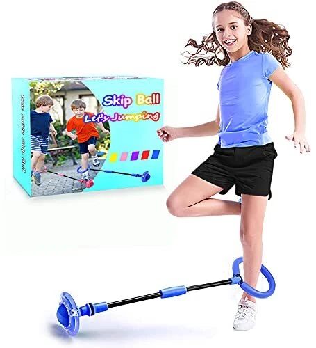 BEBJUIL Kids Skip Ball,Foldable Ankle Skip It Ball Flashing Jumping Ring Blue