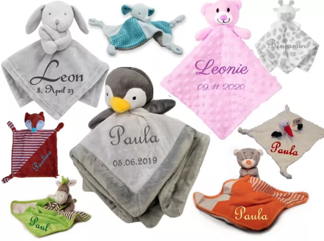 Baby Kuscheltuch AUSWAHL mit Namen bestickt personalisiert Geschenk Taufe Geburt