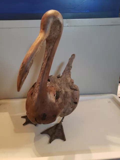 Hand Carved Wooden Pelican from Driftwood