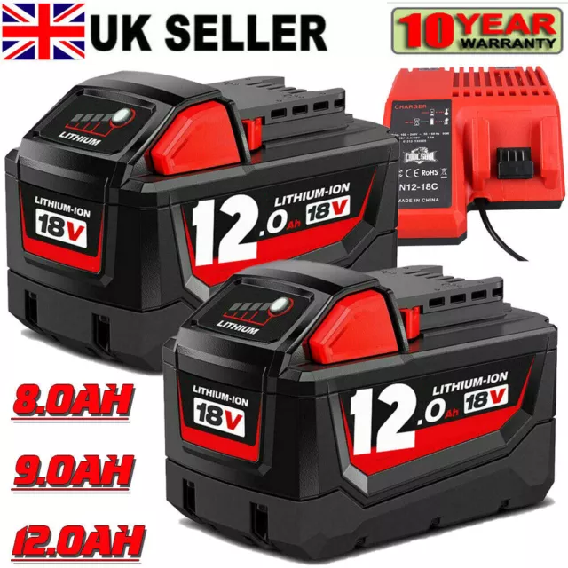 2x For Milwaukee 48-11-1812 M18 18V Lithium High Output XC 12Ah Battery Charger