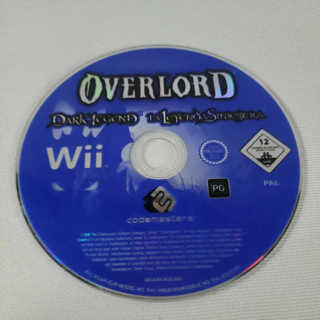 *Solo disco* Overlord Dark Legend per Nintendo Wii videogioco d'azione PAL