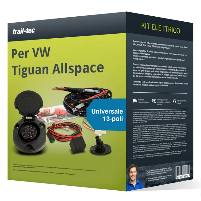 Kit elettrico universale 13 poli adatto per VW Tiguan Allspace 17- trail-tec Top