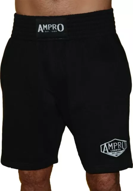 Ampro Mens London Classic Heavy Weight Fleece Shorts - Black