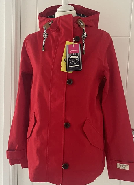 Joules Womens Coast Waterproof Jacket Coat In Red . UK Size 10 . BNWT .