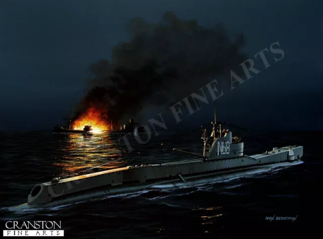 ORIGINAL PAINTING  Royal Navy  WW2 Submarine HMS Truant