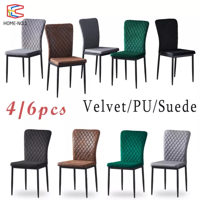 Set of 4/6 Dining Chairs Padded Seat High back Metal Legs Home Furniture Kitchen