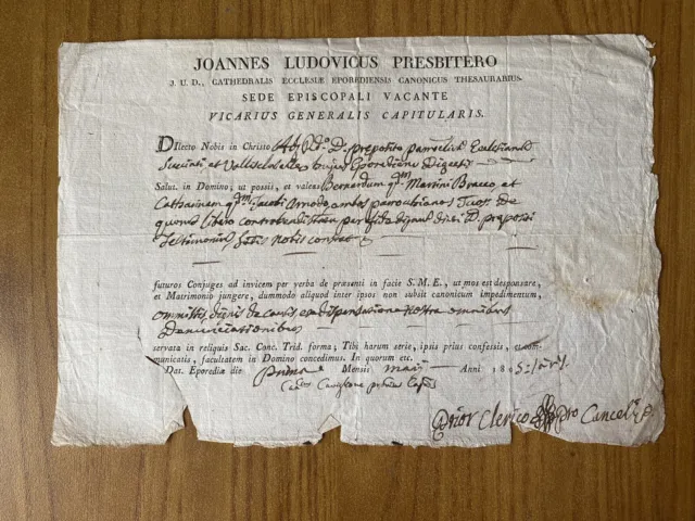 Ancienne Lettre En Latin Manuscrit Joannes Ludovicus Prêtre 1805 88