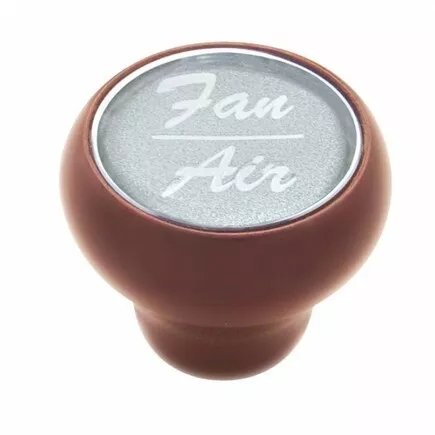 United Pacific 23541 Dash Knob   "Fan/Air" Wood Deluxe, Silver Glossy Sticker
