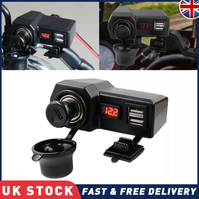 12V Motorbike Motorcycle Dual USB Port Charger Socket Waterproof Power Adapter