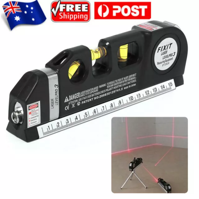 8FT Multipurpose Level Laser Horizon Vertical Measure Tape Aligner Bubbles Ruler