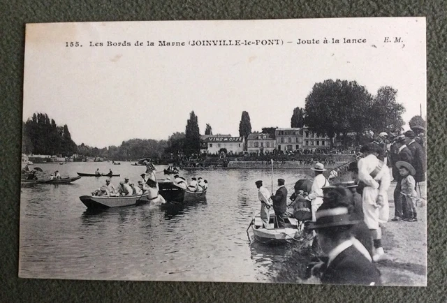 CPA. JOINVILLE LE PONT. 94 - Marne edges. Playing the spear. Boats.