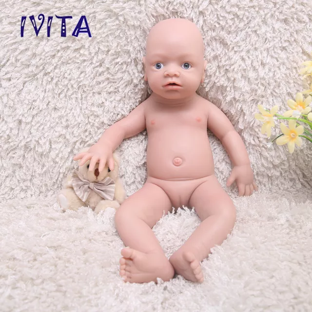 IVITA 19'' Soft Silicone Reborn Baby Girl Doll Newborn Mouth Open Infant