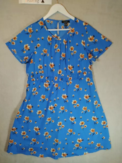NEW LOOK Maternity Dress Ladies Blue Floral Flower Print Size 14 Smart/Casual