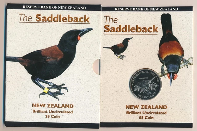 New Zealand: 1997 $5 Saddleback B.UNC in Mint Package