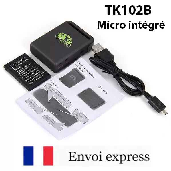 Tracker temps réel GPS TK102B - Micro intégré - traceur GPS GPRS SMS SOS