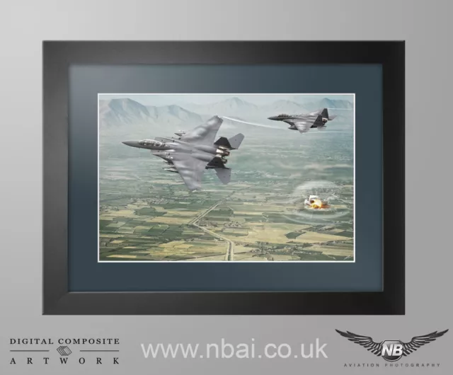 Framed 494th Fighter Squadron, 48th FW, F-15E, RAF Lakenheath Digital Artwork