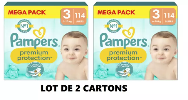 Lot 228 couches Pampers PREMIUM PROTECTION  taille 3 (6-10 kg)