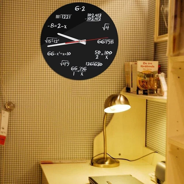 Horloge Murale Mathématiques 12 Pouces (30 Cm) - Cadran Avec Formules Et équations - Acrylique, Mouvement Quartz Silencieux - 3