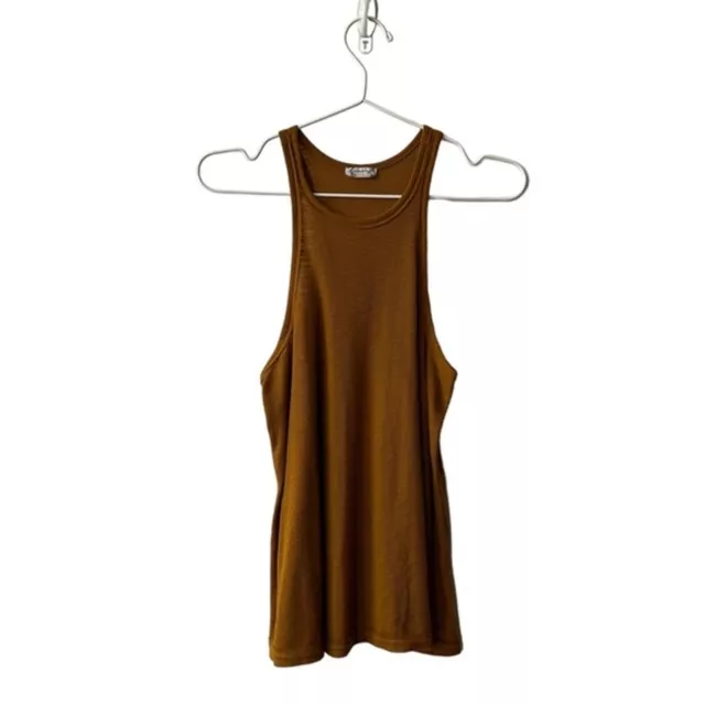 Free People Long Beach Ribbed Rust Brown Tank size XS