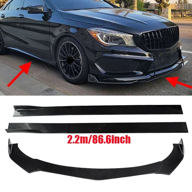 Front Bumper Lip Spoiler + 86.6" Side Skirts For Benz W204 W205 W212 C200 C300 w