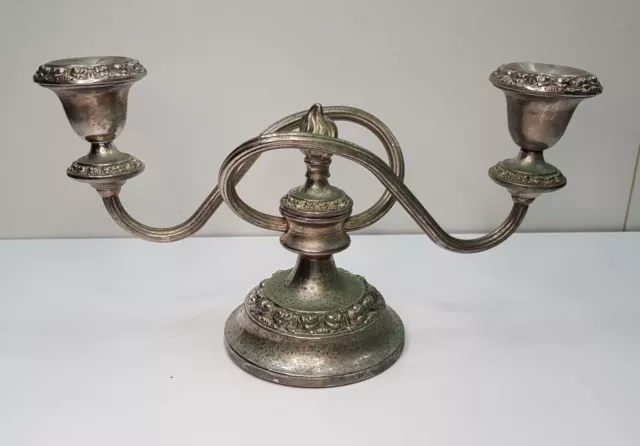 2 Branch Candelabra Candlestick Candle Holder Vintage Ianthe Silverplated Retro