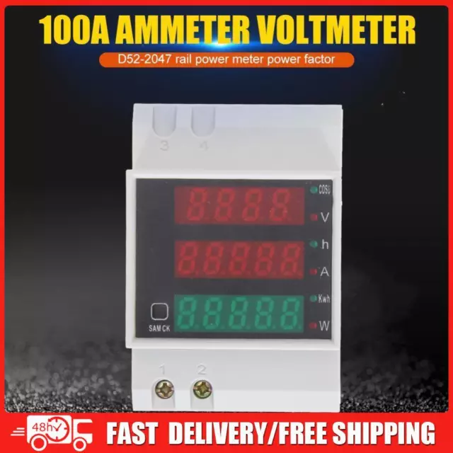 D52-2047 Din Rail Ammeter Voltmeter Active Power Factor Time Energy Voltage Test