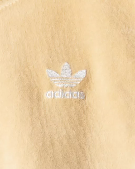 adidas Originals Sweatshirt Womens Velour Off the Shoulder Crop Light Beige 3