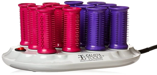 Calista Tools Ion Hot Rollers Short Length Style Set With Base 12 Hair Clips Bag